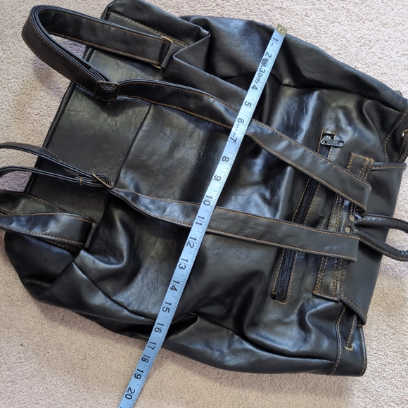 Aldo Vintage Retro 90s Genuine Leather Large Boho Pocket Utility Backpack Bag